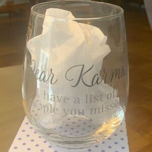 Stemless Wine Glass with with Humorous Text